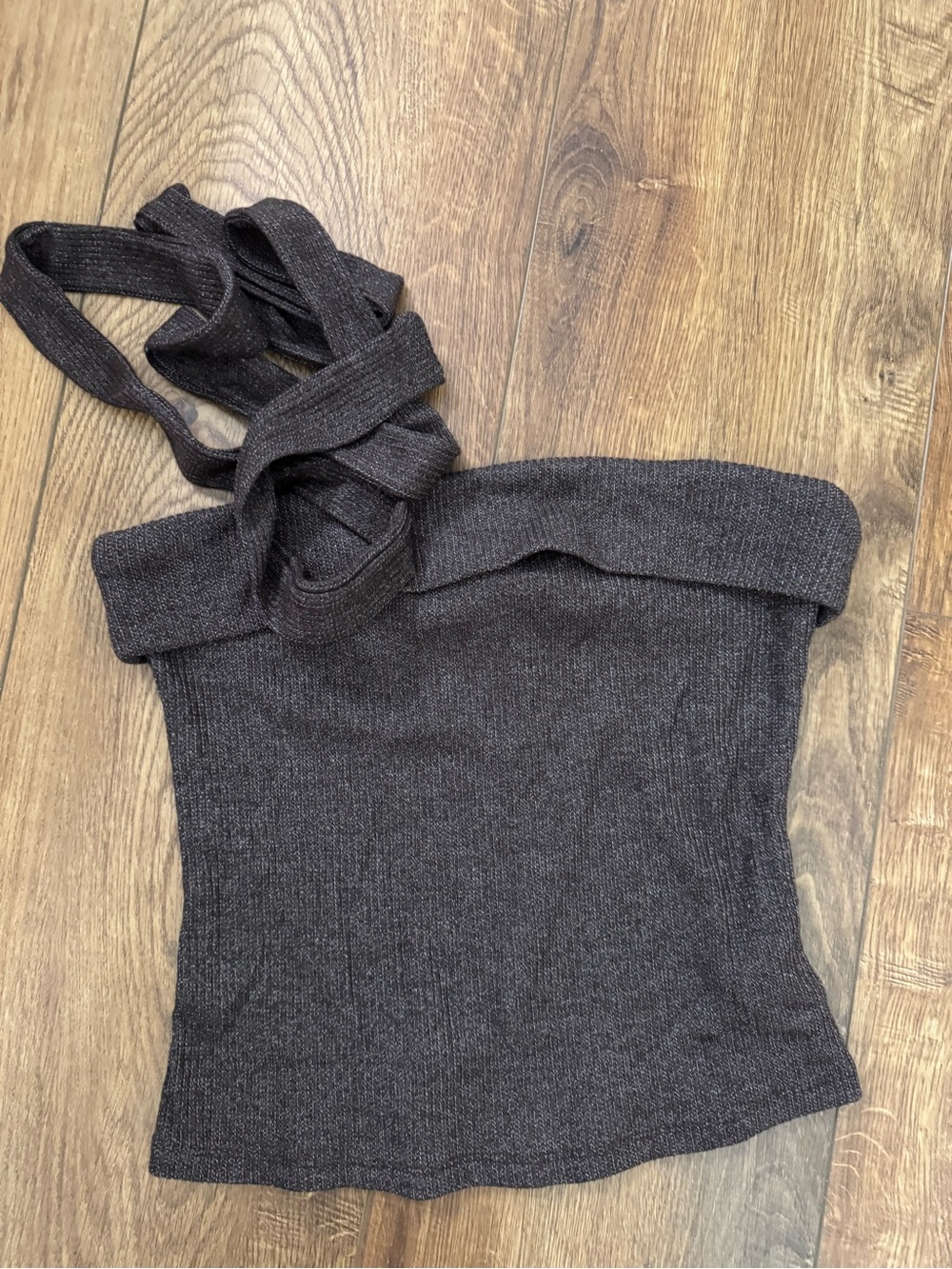 Never worn No Boundaries Off-the-Shoulder Knit Strap Sweater Top in Dark Brown